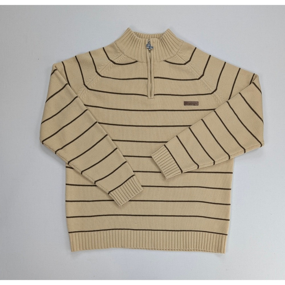 Southpole Tan Striped Quarter Zip Sweater XL